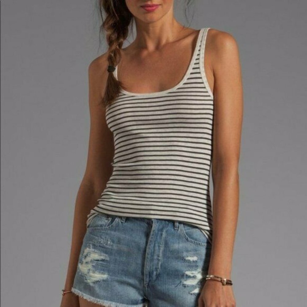 NEW VINCE Heather Striped Basic Breton Casual Knit Tank Top shirt M